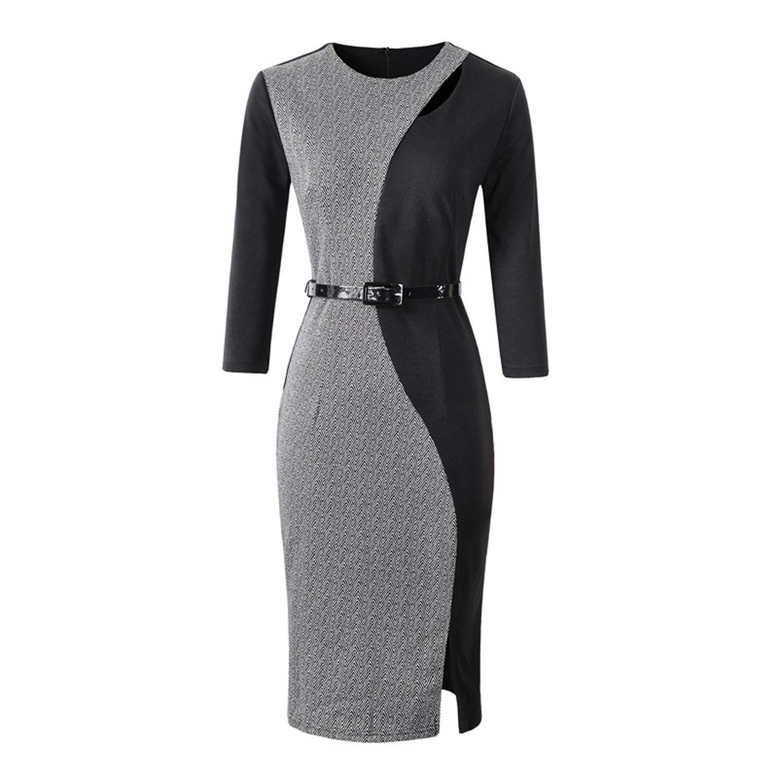 

Женское лоскутное платье-карандаш длиной до колена Деловое церковное платье L