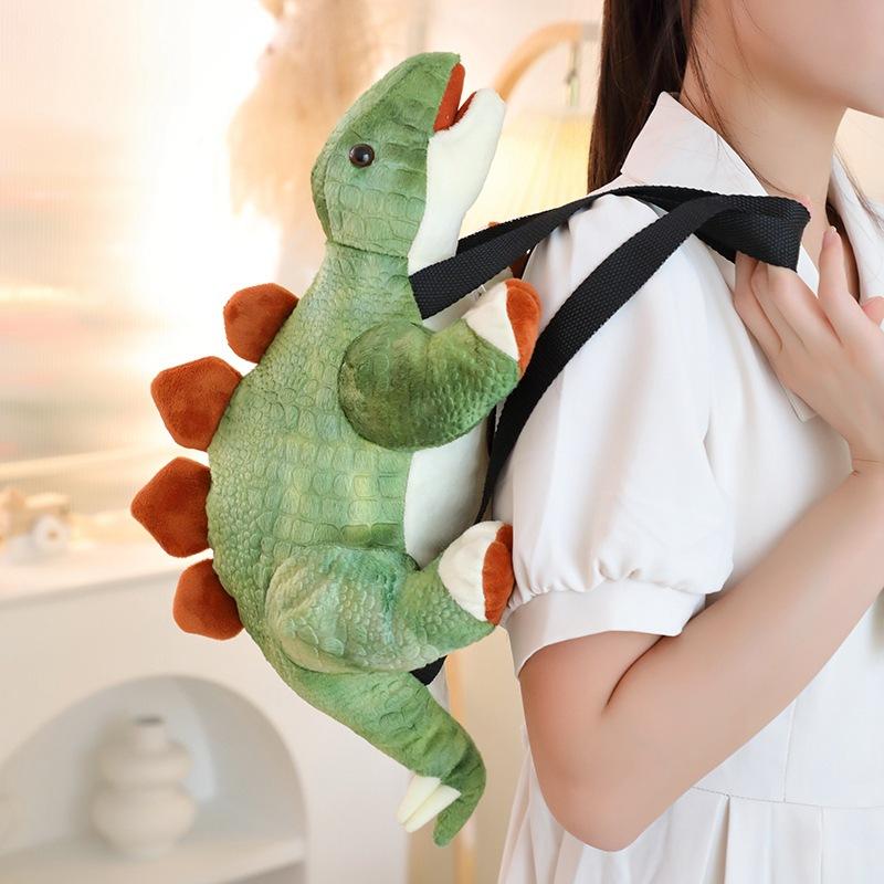 Cartoon Stegosaurus Backpack Plush Doll Green Dinosaur Large Capacity Backpack Girls Shopping Crossbody Bag
