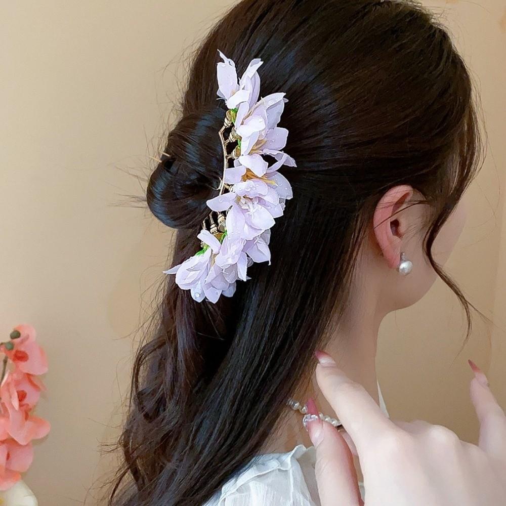 Large Flower Hair Stick Bohemian Bride Hair Accessories Elegant Chinese Style Side Clip Girls