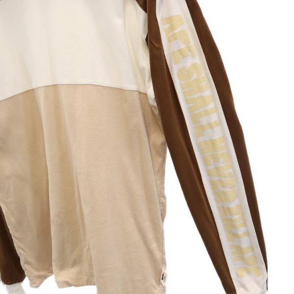 A Bathing Ape Made In Japan Border Long Sleeve T-shirt M Beige Ron T Men's Used