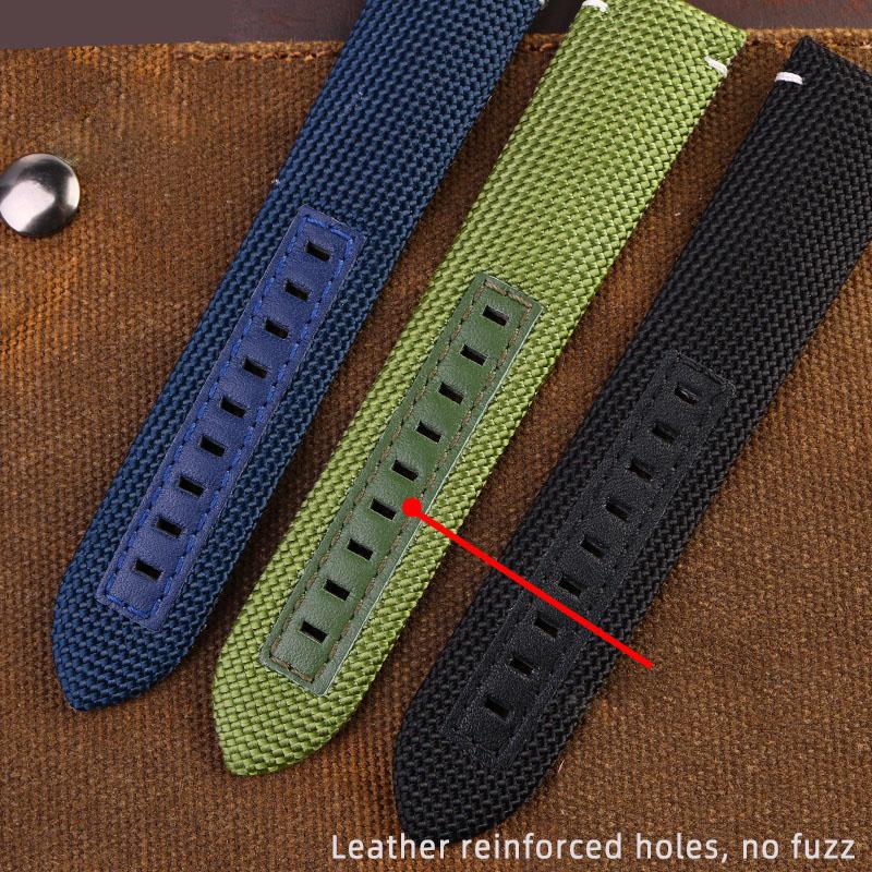 Herren Sport-Armband für Mido M026.629 M026.430 Ocean Star Pilot Nylon-Gewebe Echtleder Unterseite Uhrenarmband 22mm Zubehör