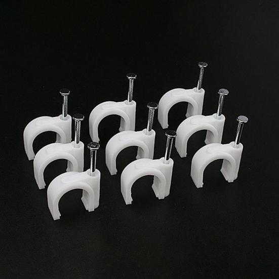 100Pcs Fixed Clips Round Nail Clips Easy Installation High-Strength Metal Steel Nails U-Shaped