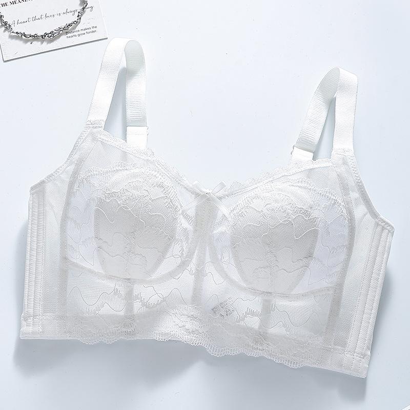 

Sexy Bra with Bunny Ears Lace Cups Thin and Breathable Gathered and Adjusted Underwear 34/75B білий