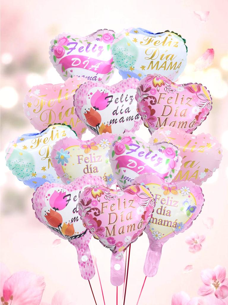 12Pcs/Set Mother's Day Happy Foil Balloons, Suitable for Mother's Day, Indoor and Outdoor Decorations, Gifts for Mom.