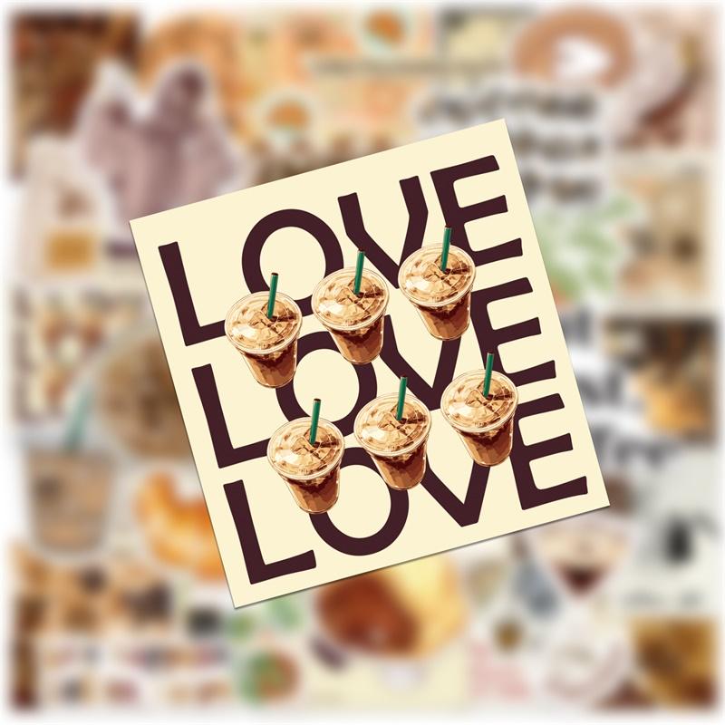10/30/50PCS Vintage INS Coffee PVC Sticky Sticker Aesthetic DIY Decoration Scrapbooking Hand Accounting Supplies