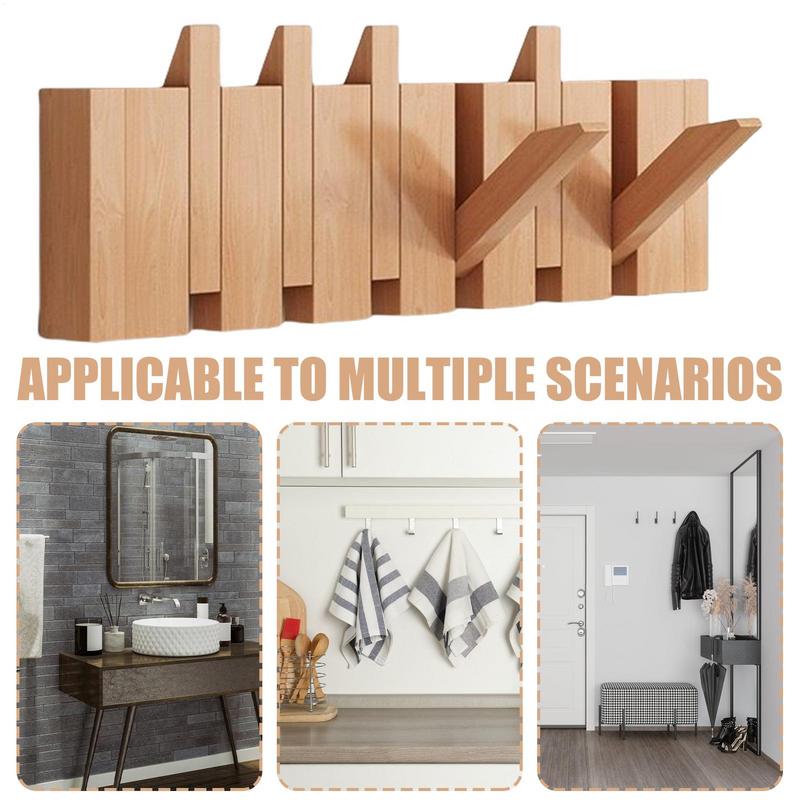 Piano Coat Rack Decorative  Hook Natural Wood Entryway Wall Art Hanger for Bags Hats Umbrellas Clothes Organizer Home Decor