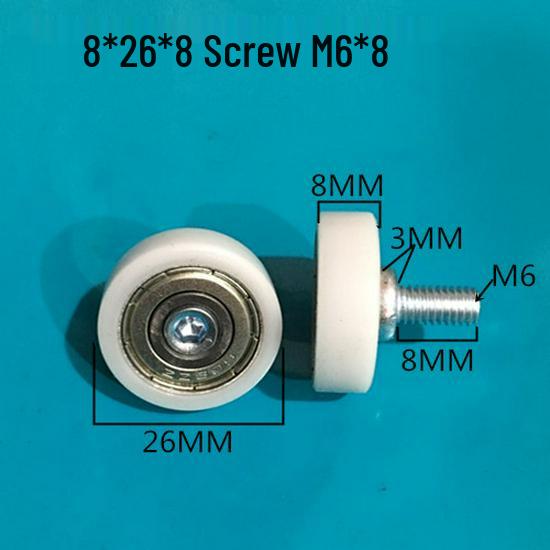 626 Rubber-Coated Nylon Roller with Shaft, 608 Bearing Pulley Wheel Guide