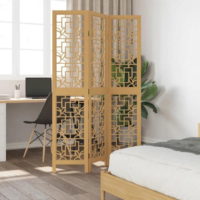 VidaXL Cloison de Séparation 3 Panneaux, Séparateur de Pièce, Écran d'Intimité, Paravent de Salon Chambre, Marron Bois 358861