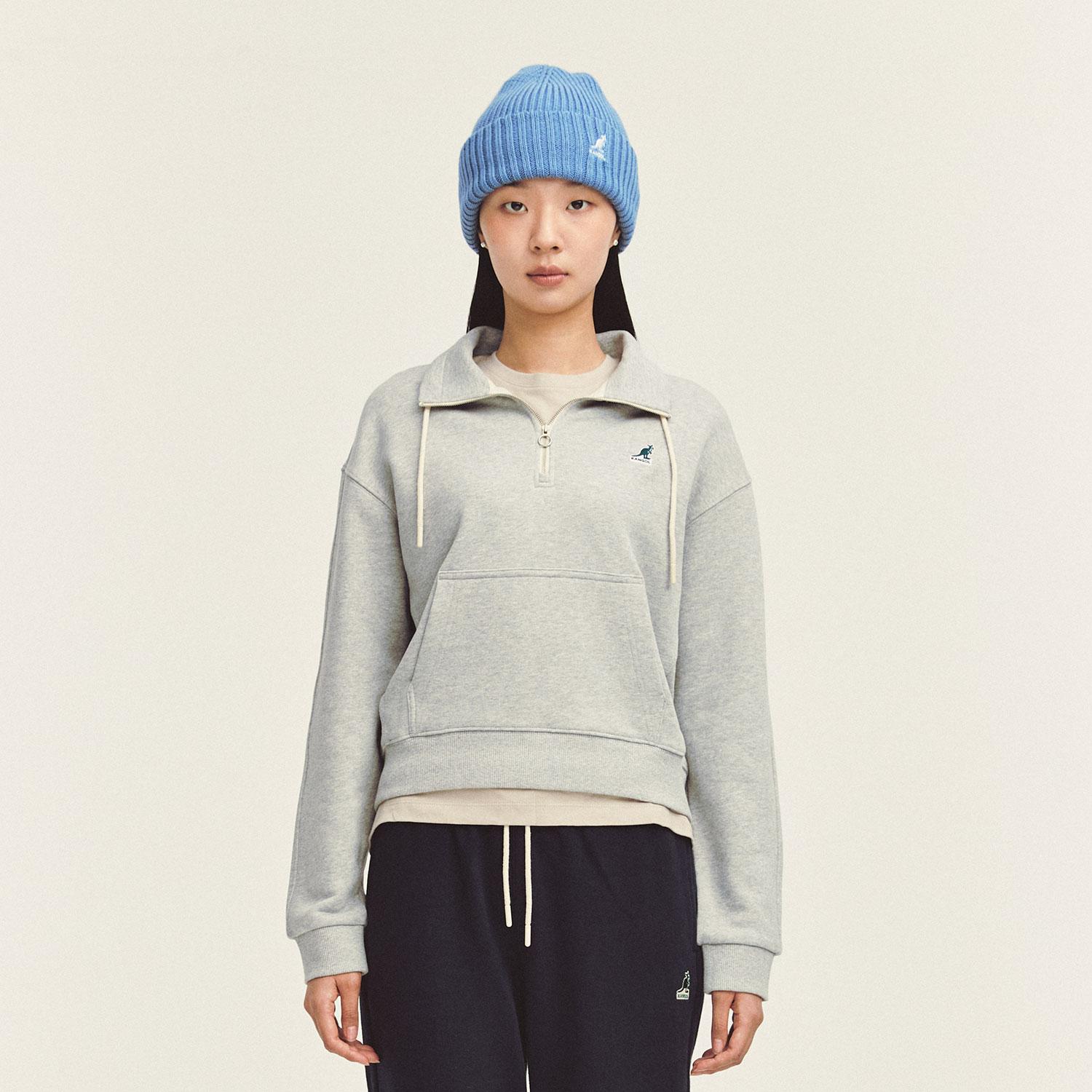 Женский свитшот Kangol с полумолнией 1768 Меланжевый серый Melange Grey/S