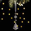 Christmas Tree Crystal Decoration Iridescent Clear Acrylic Snowflake Hanging Ornaments with Drop Pendants for Xmas Tree Winter Party Decoration