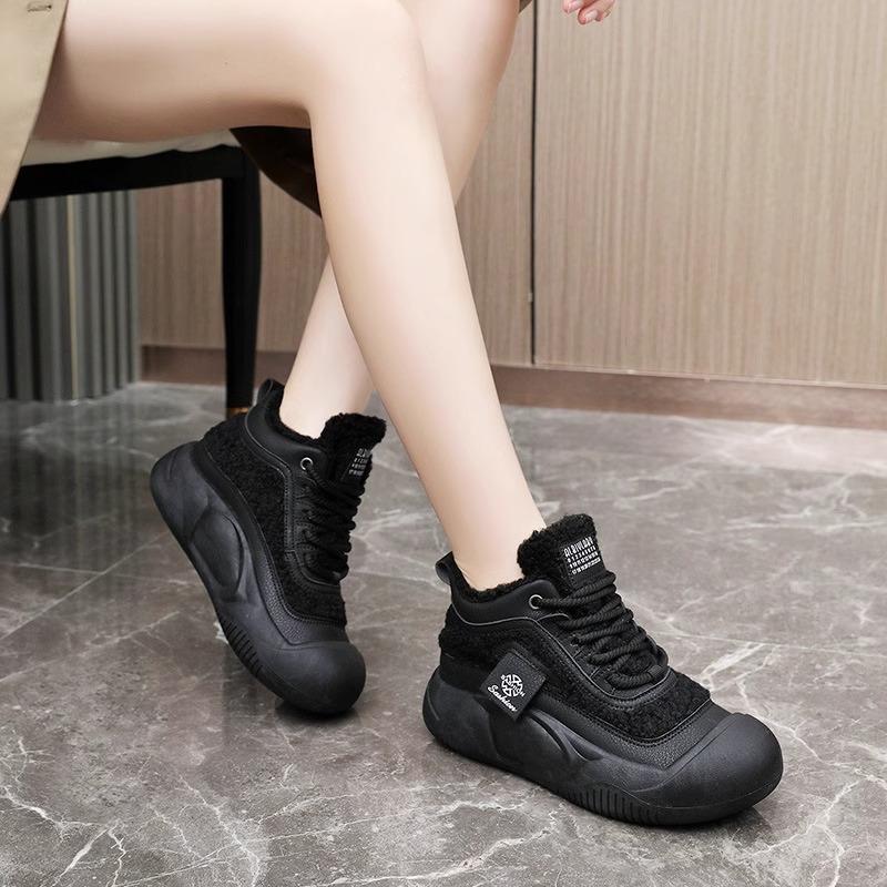 Autumn and winter lamb wool fashion short boots British style muffin thick-soled non-slip Martin boots soft-soled velvet warm women's cotton boots