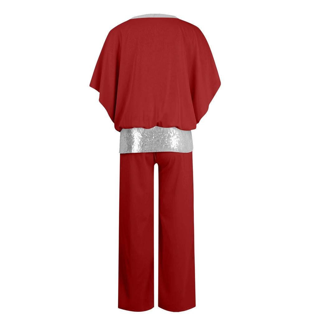 Women’s Two Piece Chiffon Pant Suit with Sequin Trim for Special Occasions Evening Formal Outfits Mother of the Bride