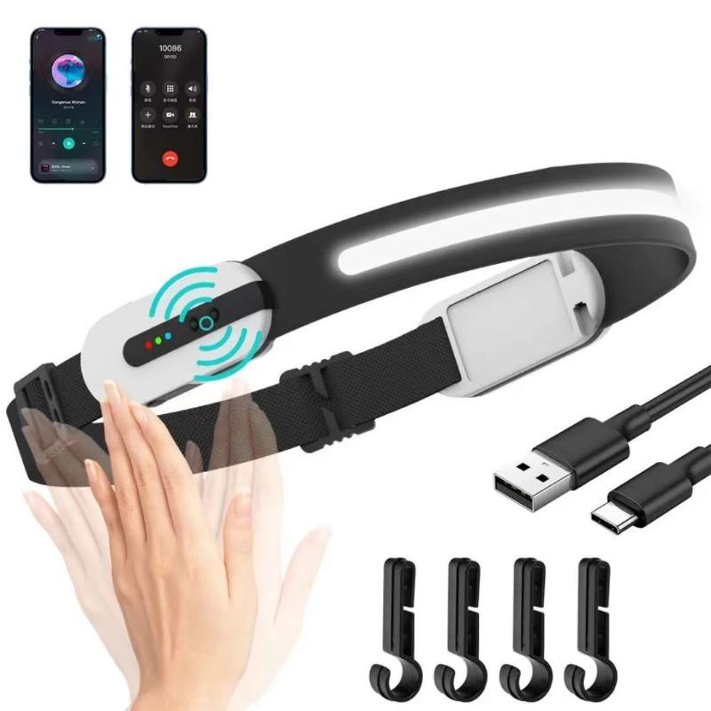 Bluetooth LED Induction Headlamp Portable COB Sensor Headlight Flashlight USB Rechargeable Waterproof Head Torch Camping Light