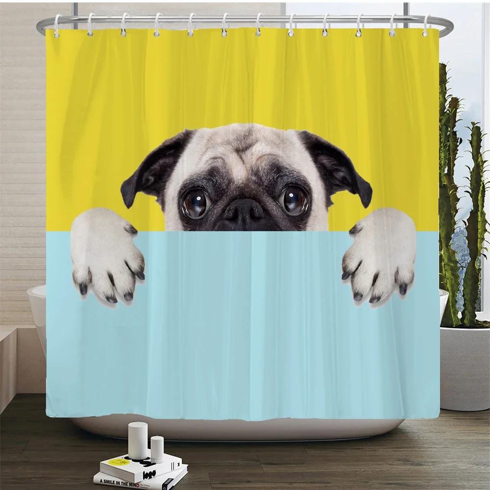 Cartoon Animal Shower Curtain, Bathtub, Bathroom Waterproof Partition Decorative Curtain, With 12 Hooks Can Be Customized