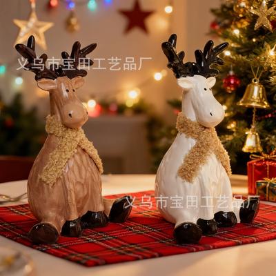 Élan assis créatif et amusant style nordique décoration de bureau de salon maison artisanat en résine de Noël ornement