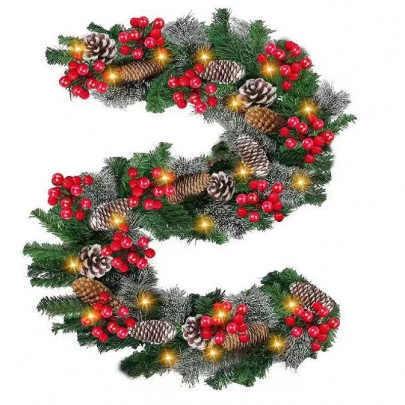 Hot-Selling 2.7m Christmas Tree Decoration Rattan for Staircases, Hotels, Malls, Bars, and Door Hanging — Encrypted Rattan Wreath