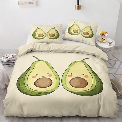 Avocado Bedding Set, 3D Pattern Soft Microfiber Bed Duvet Cove Set, Fruit Quilt Cover and Pillow Cover 50 X 75 Cm With Zipper