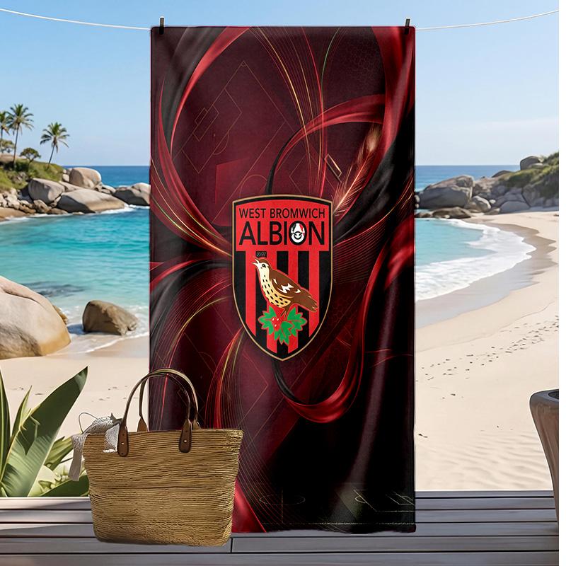 Toalla de Playa con Estampado de Fútbol del West Bromwich Albion, Toalla Grande Suave de Secado Rápido para Playa, Camping, Natación