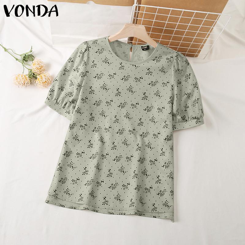 

VONDA Летние женские пышные блузки с короткими рукавами и принтом - модный стиль, мода