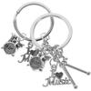 CALLARON 2-Piece Silver Keychain and Ring Set, Drum Keychain, Musical, Cool Drum Pendant, Bag, Key Ornament, Christmas Gift