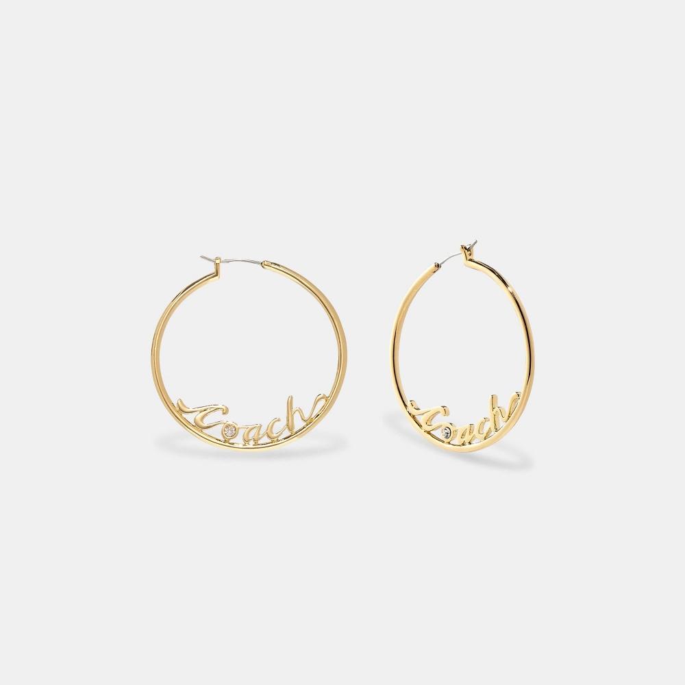

Серьги-кольца с логотипом Coach, золотистый