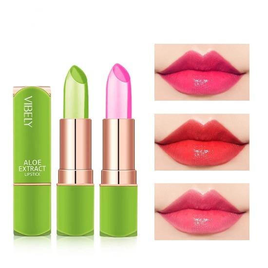 Jelly Color Changing Lipstick Moisturizing Lip Gloss Female Makeup Girl Aloe Vera Gel Slit Beauty Cosmetics Accessories Make Up