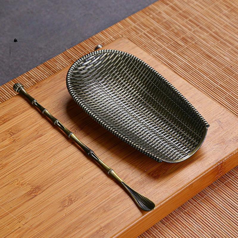 2Pcs/Set Alloy Weaving Chaze Tea Shovel Set Handmade Coffee Bean Taking Tools Traditional Kung Fu Tea-scoop Accessories