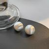 European Style Punk Fashion Geometric Gold Color Half Metal Big Ball Round Stud Earrings for Women Girls Party Accessories