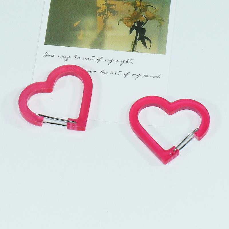 Mini Heart Acrylic Keychain with Figure-Eight Carabiner Clip