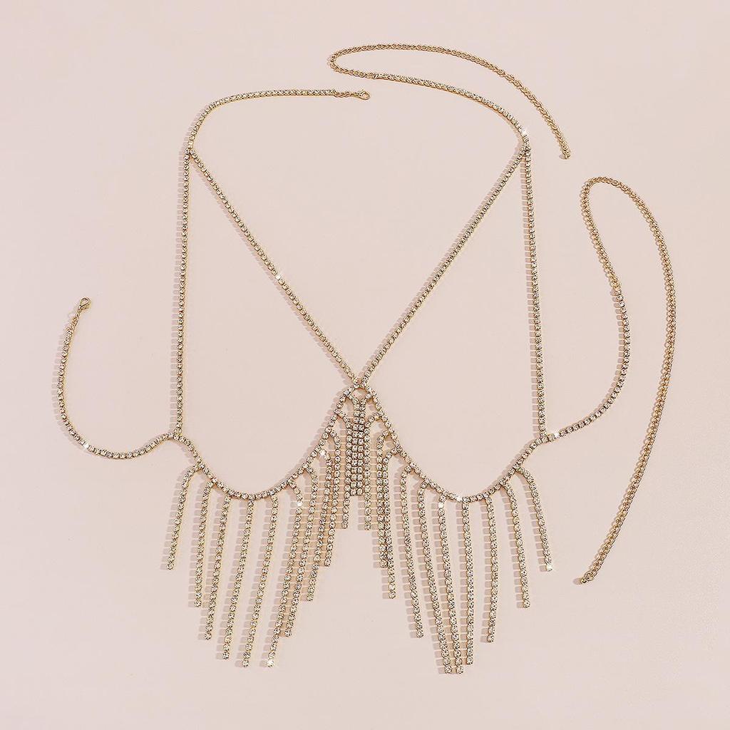 European Rhinestone Tassel Bikini Body Chain - Elegant & Sexy