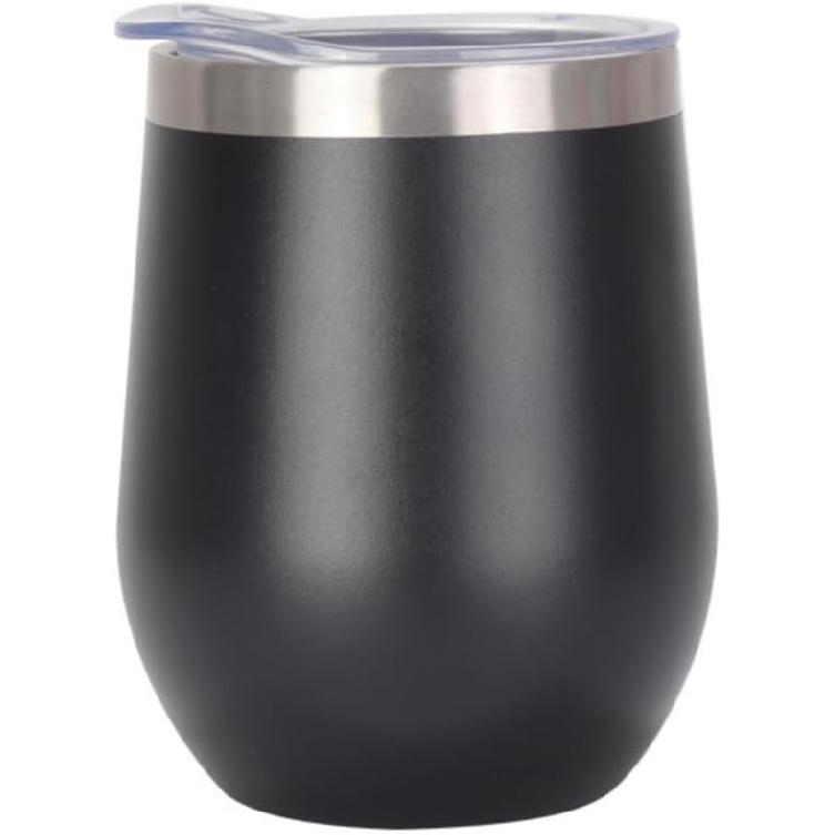 12 oz Stainless Steel Wine Tumbler Stemless Glasses with Lid, Double Wall Insulated Travel Mug Perfect for Wine, Coffee, Drinks, Champagne, Cocktails