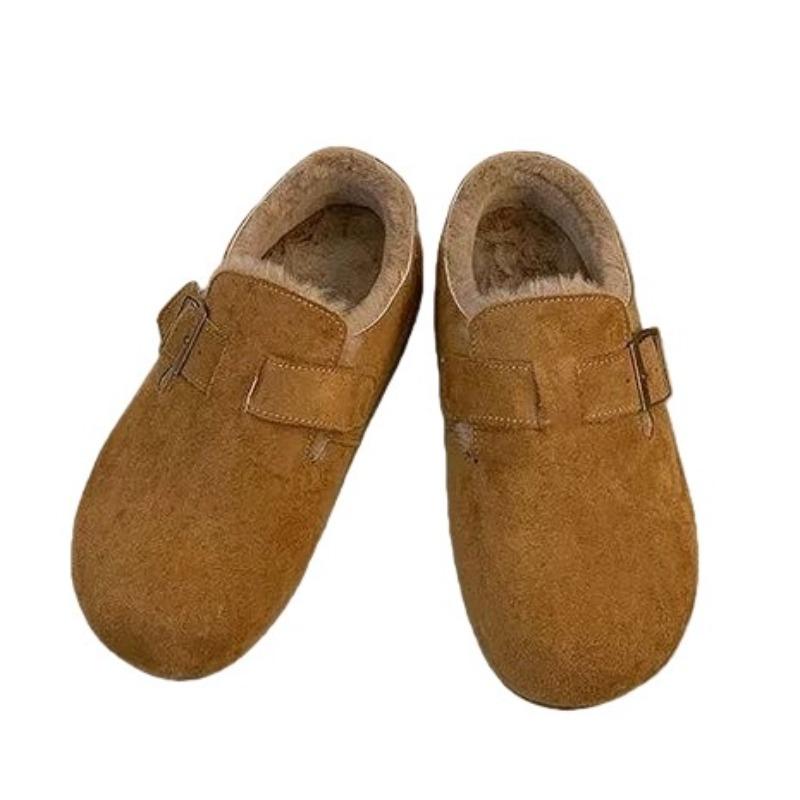 Winter Women's Cotton Shoes New One-pedal Fluffy Shoes Velvet Doudou Shoes Warm and Cold Women's Shoes