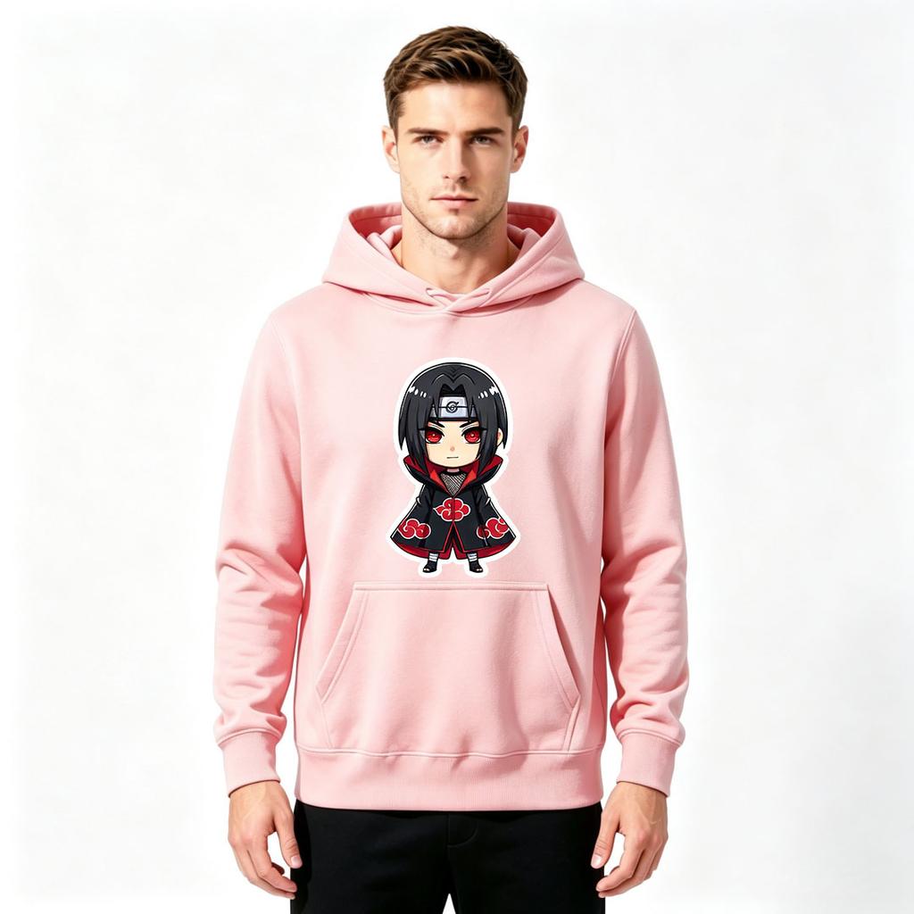 Men's Printed Pullover Hoodie, Anime Chibi Uchiha Itachi Pattern Casual Hooded Sweatshirt for Daily Wear