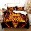 Dark Satanic Duvet Cover Set Satan Goat Inverted Pentagram Skull Bedding Set Full King Size Bed Set Bedroom Comforter Cover Set
