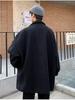 Herren Mittellanger Schwarzer Wollmantel im Koreanischen Stil – Herbst/Winter High-End Freizeitkleidung