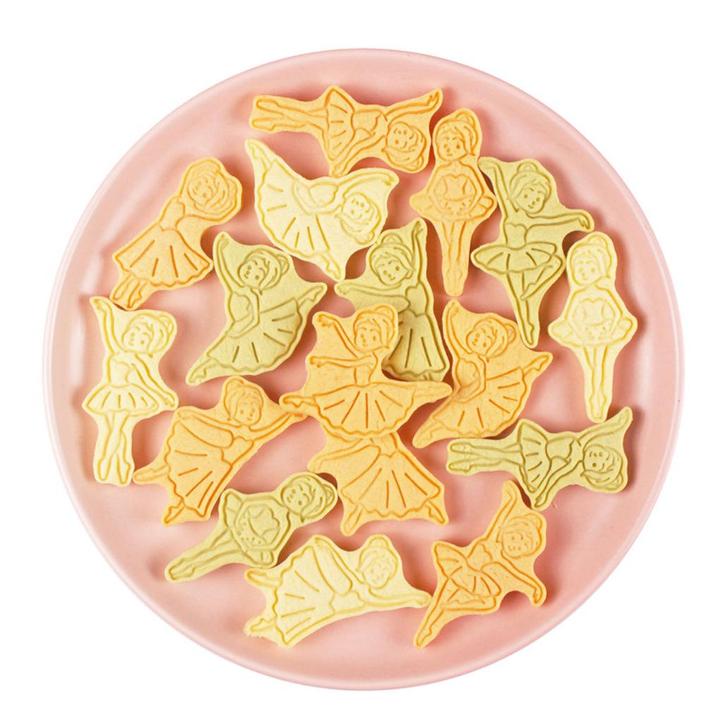 8Pcs Cartoon Ballet Girls Biscuits Mold Cookie Stamps Set Fondant Biscuits Pastry Cookie Cutters for DIY Cake Baking