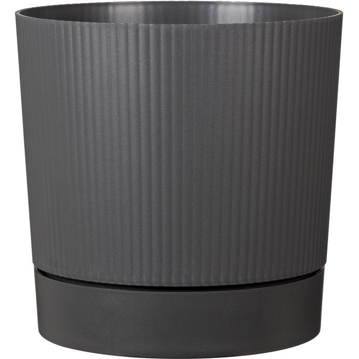 Pot de fleurs avec réserve rond - GARDEN ID - Lino - Ø 47 - 43 L - H 46 cm - Gris métallique