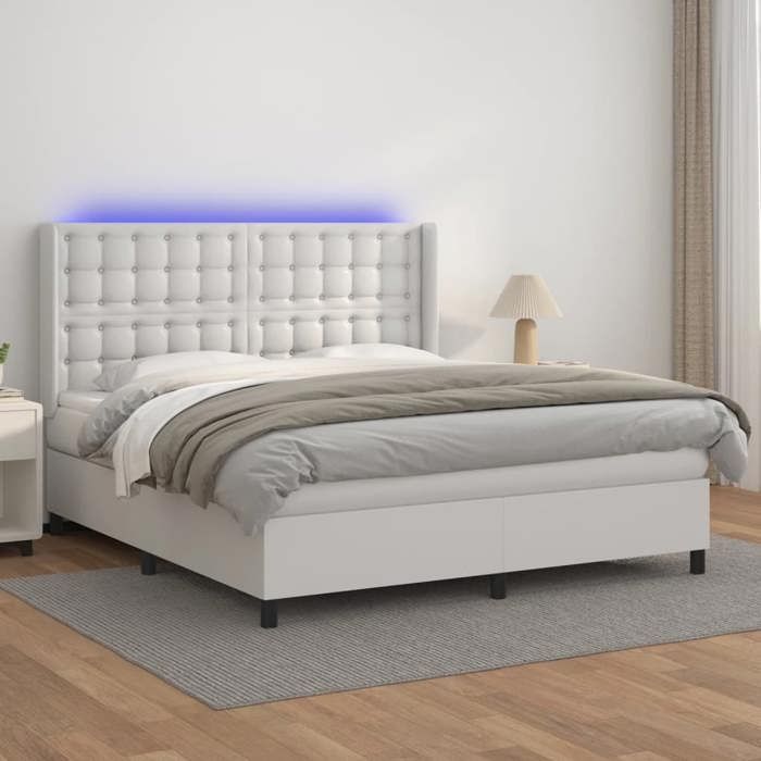 VidaXL Slatted Bed Base with Mattress and LED, Upholstered Bed, Double Bed, Adult Bed for Interior Bedroom, 3139392