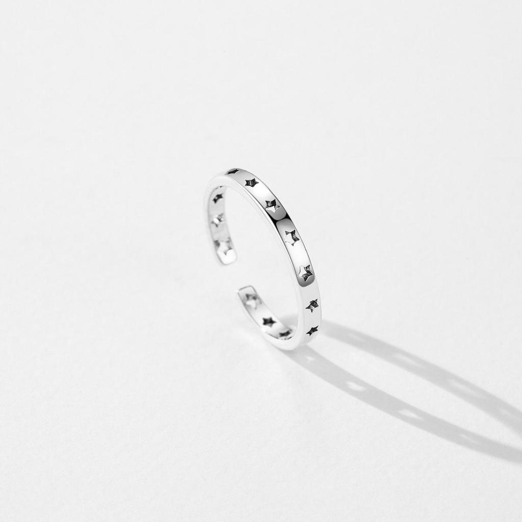 MODIAN 925 Sterling Silver Vintage Hollow Stars Opening Finger Rings Classic Retro Adjustable Ring For Women Fine Jewelry Gifts