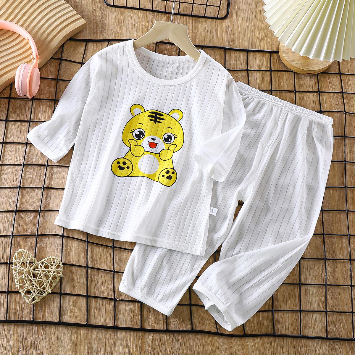 

Детский дышащий хлопковый пижамный комплект – Тонкий, с длинным рукавом для мальчиков и девочек 130 cm