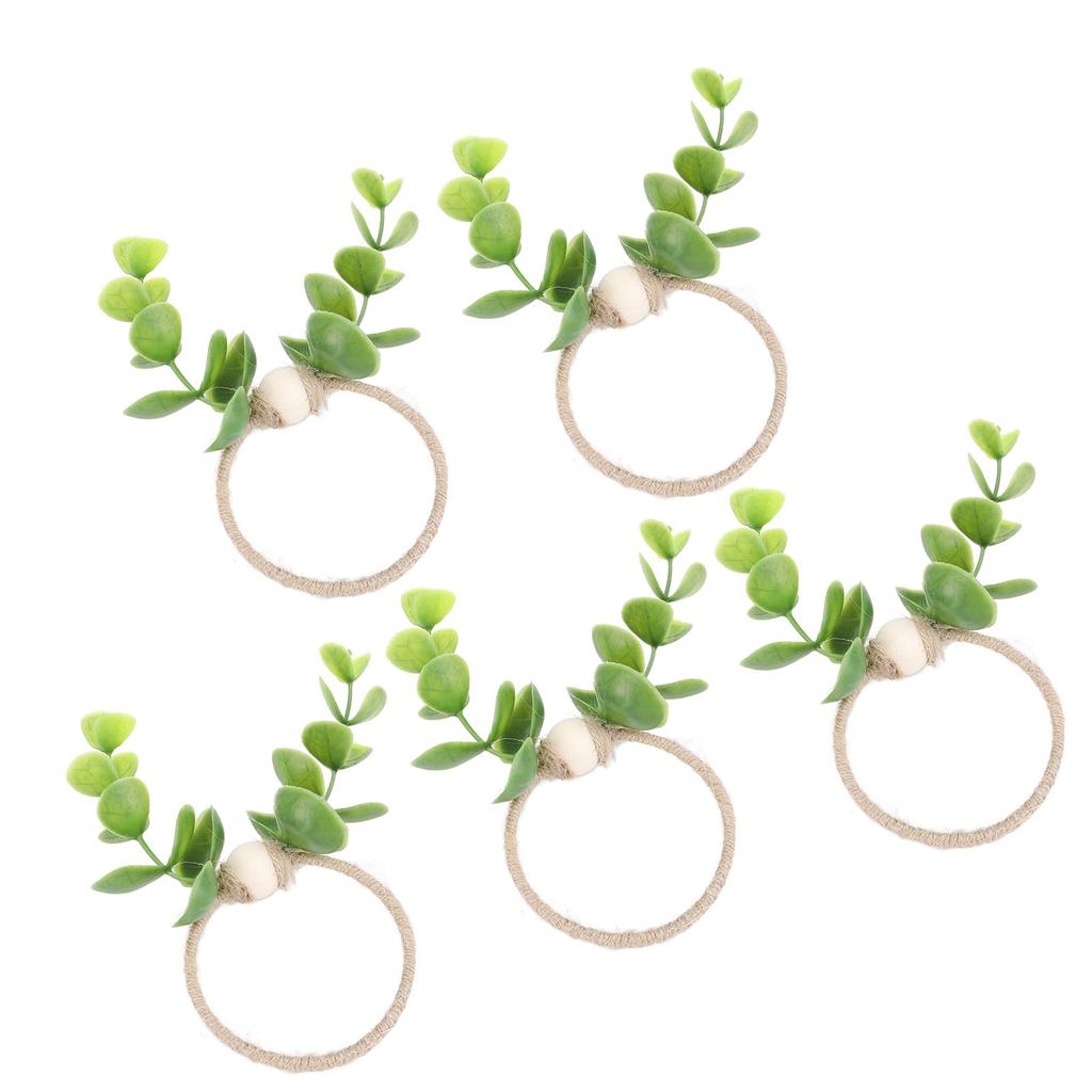 10pcs Plant Rope Wood Bead Napkin Rings Simulation Miniature Napkin Rings Holder for Doll House and