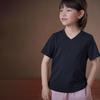 Hacikis Kinder Stretch-Strick V-Ausschnitt Kurzarm T-Shirt
