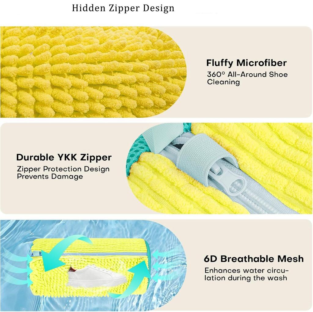 Reusable Shoe Wash Bag Machine Washable Cleaning Bag With Self-locking Zipper for All Shoes Size and Type,for Washer and Dryer