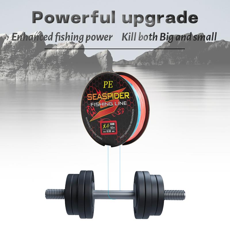 Seaspider 4/8 Strand PE Braided Multicolor Fishing Line 300m/500m/1000m High Tensile Floating Design for Lake Stream