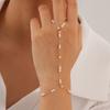 Stainless Steel Imitation Pearl Finger Ring Charms Bracelets for Women Bead Chain Zircon Mittens Tassel Bracelet Jewelry Gifts