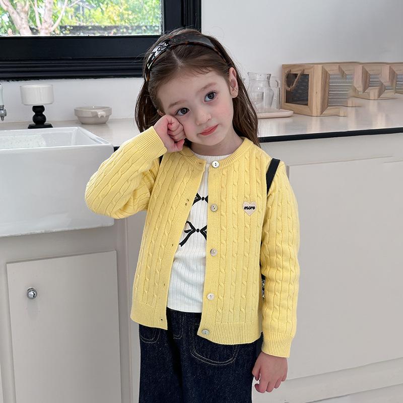 Children's Casual Sweater Autumn Girl Sweet Love Knitted Cardigan Coat