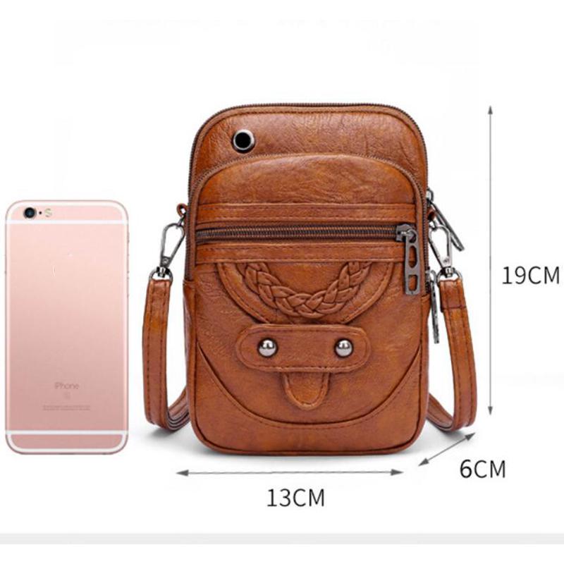 Vintage Soft Leather Crossbody Bags Rivet PU Women Messenger Shoulder Bag Small Female Handbags Phone Purses Black and Brown