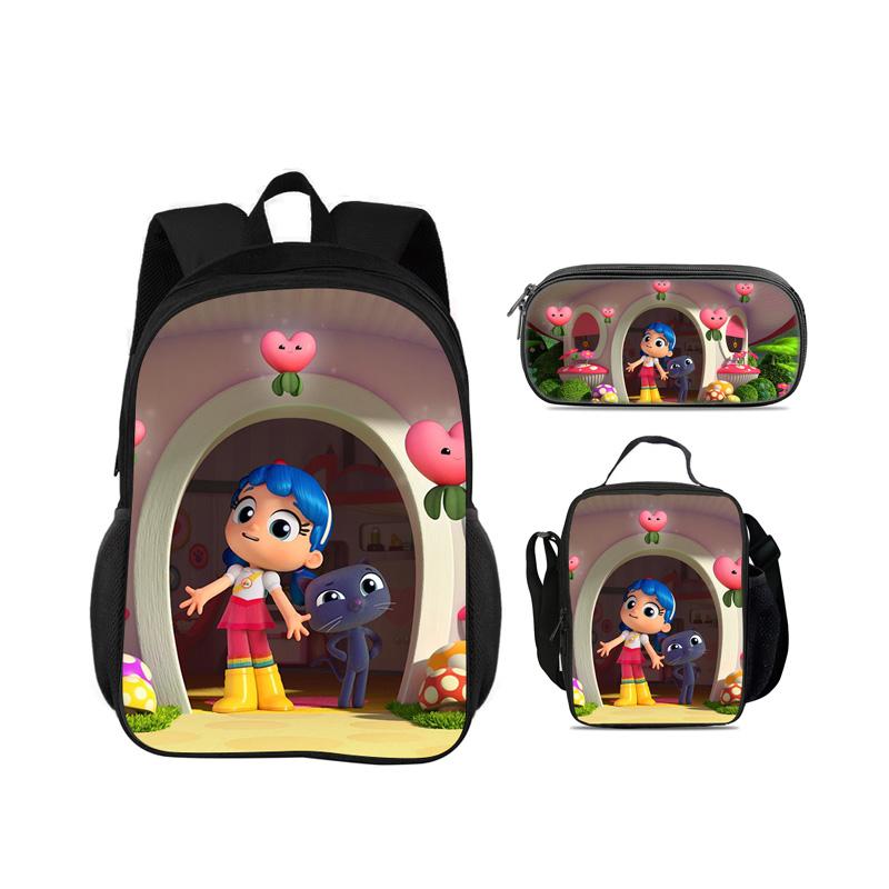 Rucsac, etui, pachet de gheață, Set 3 bucăți, imprimeu desen animat, Grădiniță, copii și elevi