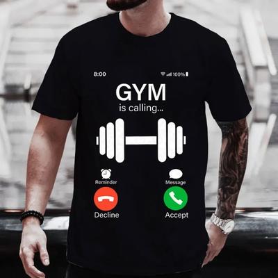 Hipster Shirs dla mężczyzn Gym Is Calling Me Print Męskie koszulki Odzież Zabawna koszulka graficzna Ubrania Krótki rękaw Miłośnicy siłowni