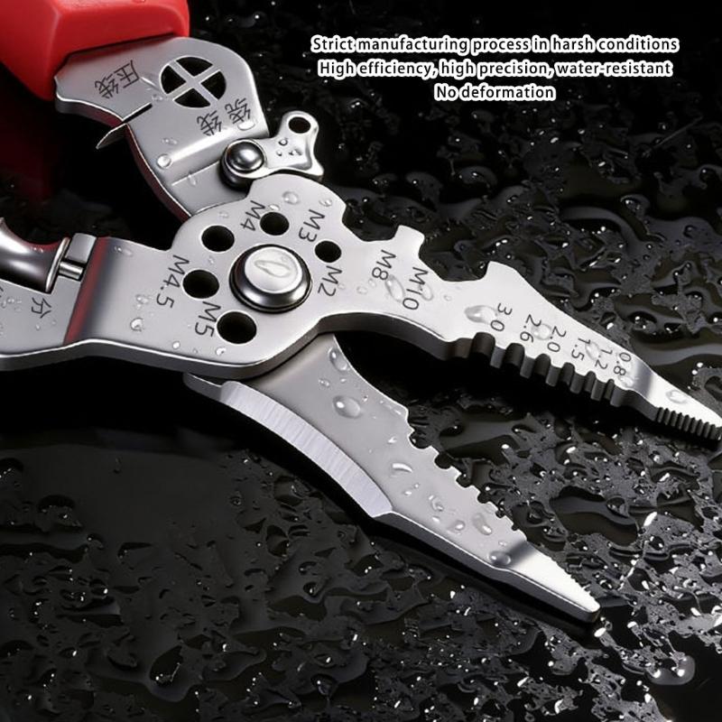 Ergonomic Handle Electrical Tool with None Contact Voltage Detection Wire Stripping and Cutting Capabilities Ergonomic Handle